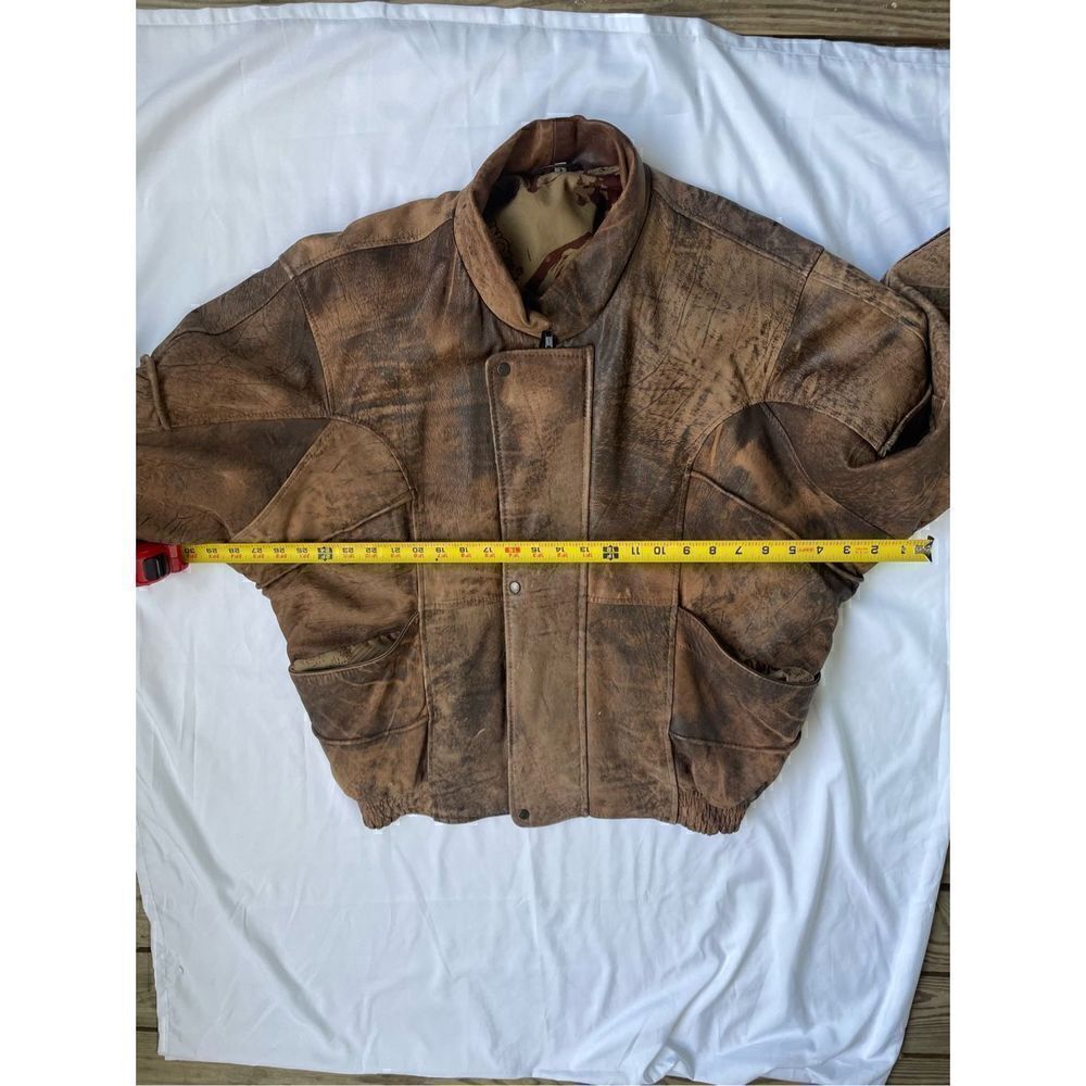 Rare Vintage Leather Jacket Old Hollywood Actors 1950’s German Titles Brown L - Picture 12 of 16